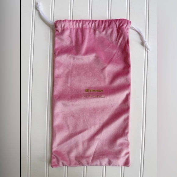 STANLEY Love Shack Fancy Tumbler Drawstring Velvet Storage Bag Pouch Pink - Picture 5 of 7